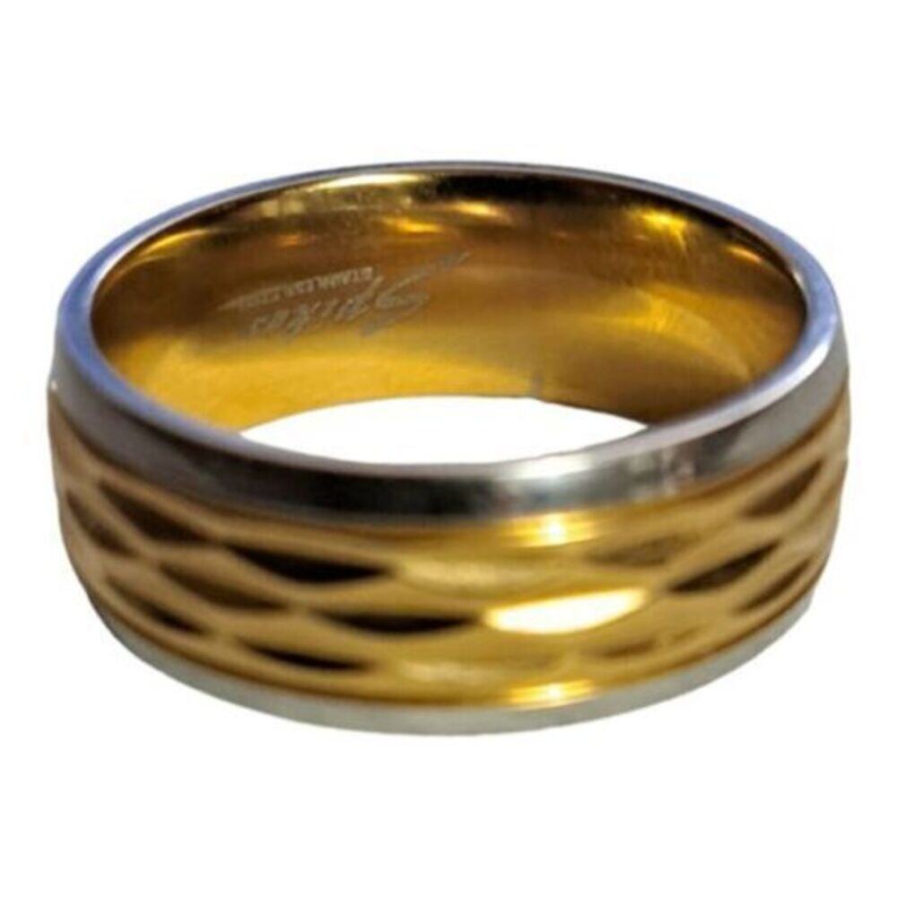 316L stainless steel ring gold silver wedding hypoallergenic band size 9